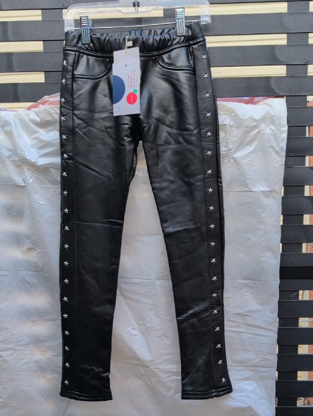 Black Faux Leather Girls Skinny Pants
